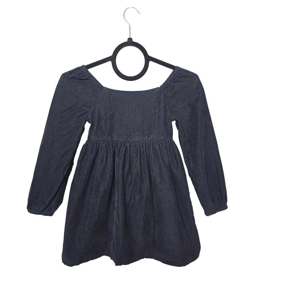 Gap Kids Corduroy Dress Girls Small 6-7 Black Long Sleeve Square Neck
